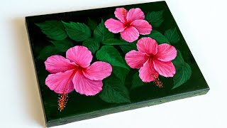 Flower Painting  Acrylic Painting For Beginners  Hibiscus flower Painting  Step By Step [upl. by Cardwell]