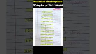 Metabolism of carbohydrates Glycogenesis Glycogenolysis gluconeogenesis notes 9131769071 biolog [upl. by Airdnax]