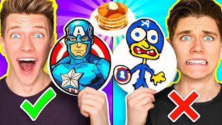 PANCAKE ART CHALLENGE Hero Edition amp Learn How To Make Avengers vs Star Wars Disney Plus Art [upl. by Ardnaxela]