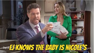 EJ finds out that the baby in Sloans arms is Nicoles but he keeps quiet Days spoilers on Peacock [upl. by Odlanyar]