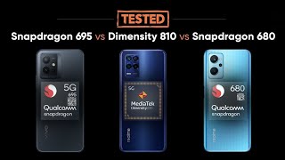 Snapdragon 695 vs 680 vs MediaTek Dimensity 810 performance comparison best under Rs 20k [upl. by Ahsenik]