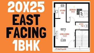 20x25 home plan East Facing500sfthouseplan1BHK [upl. by Schonfeld]