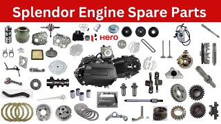 Splendor Engine Spare Parts Price List Hero Honda Splendor All Engine Parts Names  Full Engine [upl. by Mehsah]