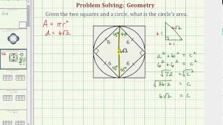 Find the Area of a Circle Bounded by Two Squares [upl. by Fattal731]