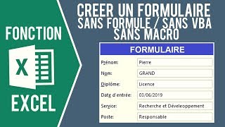 EXCEL  CRÉER UN FORMULAIRE DE SAISIE PERSONNALISÉ Sans userform sans VBA ni formule [upl. by Elysee]