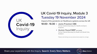 UK Covid 19 Inquiry  Module 3 Hearing  19 November 2024 AM [upl. by Esinahs]