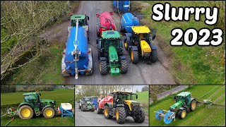 Slurry Spreading 2023  10 Tractors In Action [upl. by Ecertal]