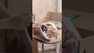 Received a bouquet of pink flowers  HomeArrangement BottleArrangement [upl. by Nauqal]