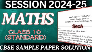 Sample Question paper class 10 session 202425 Mathmatics standard Class 10 cbse maths sample paper [upl. by Shaina874]