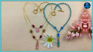 How to make Easy Beaded Pendant Necklaces Tutorial [upl. by Nosnej]