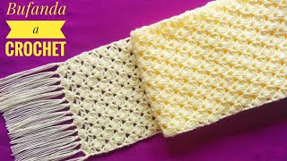 Cómo Tejer BufandaChalina a CrochetTutorialAplicación de Puntos Abanicos [upl. by Oicnevuj609]