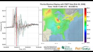 FNETGridEye 2008 Florida Blackout Replaymap [upl. by Nnylaj415]