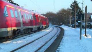 VT 612 volle Neigung in Kleinschirma bei Schnee [upl. by Acinonrev845]