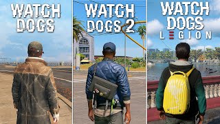 Watch Dogs vs Watch Dogs 2 vs Watch Dogs Legion  Physics and Details Comparison [upl. by Ahtenek64]