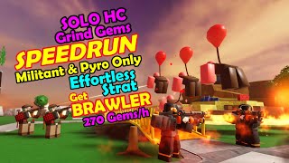 TDS SOLO HC Hardcore Speedrun Grind Gems Get Brawler  Tower Defense Simulator Roblox [upl. by Leanne]