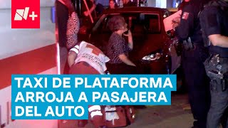 Conductor de taxi de plataforma arroja a la pasajera del auto y roba sus pertenencias  N [upl. by Naujuj]