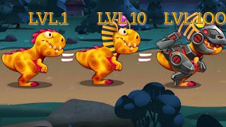 Max Level Mecha T Rex Dino vs All Caveman  Dino Bash 2 Travel Through Time [upl. by Jangro697]