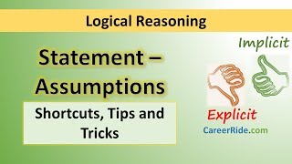 Statement and Assumptions  Tricks amp Shortcuts for Placement tests Job Interviews amp Exams [upl. by Zedekiah]