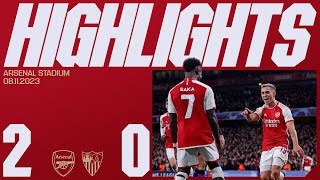 HIGHLIGHTS  Arsenal vs Sevilla 20  Trossard and Saka score to sink Sevilla [upl. by Tnomed]