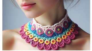 disegno di collana alluncinetto  beautiful crochet ideas uncinetto knitted  necklace [upl. by Hawker]