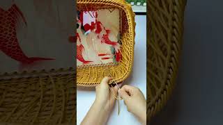 How to weave rattan basket with handle diy rattan handmade handmadetoran crochet handweaving [upl. by Bryna292]