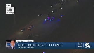 Deadly crash blocks southbound lanes on I95 in Palm Beach Gardens [upl. by Newnorb511]