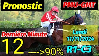 Pronostic PMU Coup de Coeur ❤ du lundi 11112024 R1C3 PRIX DE LA VILLE DE TOULOUSE [upl. by Eldoree]