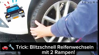 🚗🔧Trick  Mit 2 Rampen  2 Reifen auf einmal wechseln [upl. by Gasser]