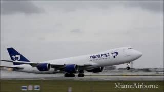 Heavy Atlas Air Panalpina 7478F Taking Off from Miami International [upl. by Arek]