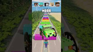 Noob vs PRO vs Hacker vs HEROBRINE Car Jump Challenge  BeamNGDrive [upl. by Yenahs]