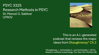 Shaughnessy  Research methods in psychology  Dr Saldivar  Chapter 2 [upl. by Presley]