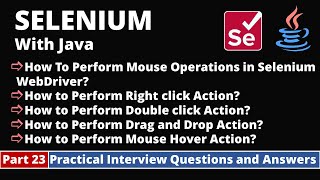 Part23Selenium with Java Tutorial  Practical Interview Questions and Answers Mouse Operations [upl. by Ialohcin]