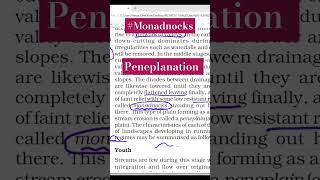 Monadnocks Peneplain  Davis Cycle of erosion upsc shorts viral [upl. by Dion]