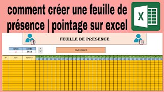 comment créer une feuille de présence sur excel feuille de pointage excelfeuille de pointage excel [upl. by Irvin627]