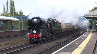 35028 Clan Line Whistling through Winchfield at 73mph with The 50th Anniversary Pullman  270424 [upl. by Ib123]