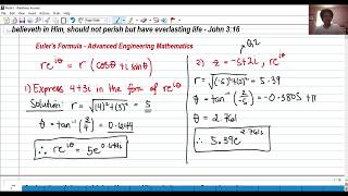 Eulers Formula Simplifying complex numbers in Exponential Forms  Advanced Engineering Mathematics [upl. by Deery]