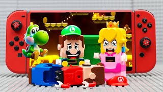 Lego Mario needs help Luigi enters the Nintendo Switch to save Mario and Yoshi Mario Story [upl. by Adnalor184]