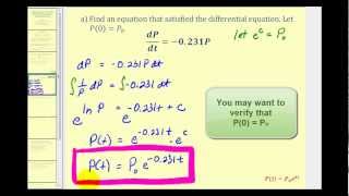 Applications of First Order Differential Equations Exponential Decay Part 1 [upl. by Rubma]