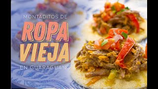 Receta de Montaditos en Casabe de Ropa Vieja [upl. by Atikal]