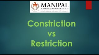 Constrion vs Restriction MANIPAL CME Dr KAPIL RANGAN from JAYADEVA [upl. by Jillane]