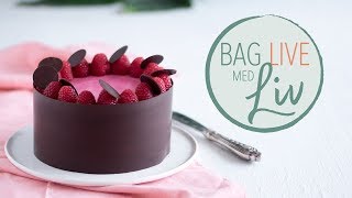 Vegansk lagkage med hindbær og chokolade  Bag live med Liv Martine [upl. by Ordnaxela808]