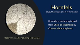 Hornfels metamorphic rock under microscope  Thin Section petrography optical mineralogy study [upl. by Kerstin421]