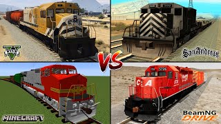 GTA 5 TRAIN VS GTA SAN ANDREAS TRAIN VS MINECRAFT TRAIN VS BEAMNG TRAIN  WHICH IS BEST [upl. by Alpert]