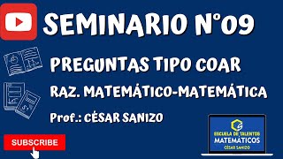 EXAMEN COAR  PREGUNTAS TIPO  MATEMÁTICA y RAZ MATEMÁTICO [upl. by Nyret601]