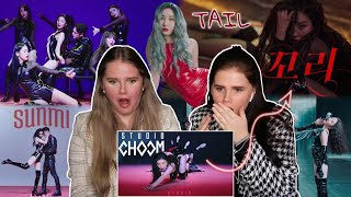 선미SUNMI  꼬리TAIL MUSIC VIDEO amp BE ORIGINAL STUDIO CHOOM 스튜디오 춤 REACTION  Triplets REACTS [upl. by Sinnard]