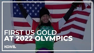 Lindsey Jacobellis wins first US gold at Winter Olympics for Snowboardcross [upl. by Sloatman691]