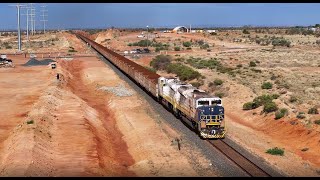 Drone Footage of Australian Iron Ore Train at FMG Rail Camp [upl. by Shelden391]