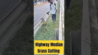 Highway Median Grass Cutting shorts trending youtubeshorts grasscutting ytshorts viralvideo [upl. by Wein]