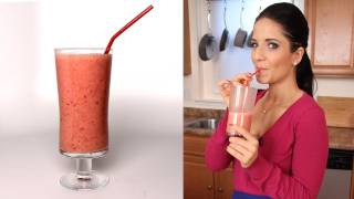 Strawberry Banana Smoothie Recipe  Laura Vitale  Laura in the Kitchen Episode 286 [upl. by Esinel]