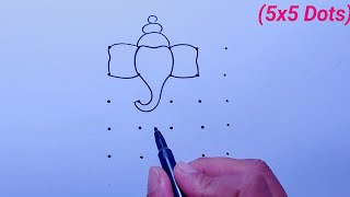 Lord ganesha drawing  5x5 dots lord ganesh drawing  ganpati drawing  Lord ganesh drawing easy [upl. by Siskind158]